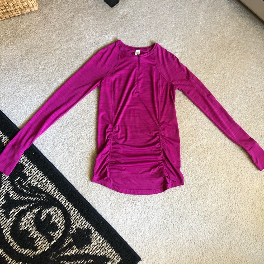 Pink Long-Sleeve Athleta Workout Shirt